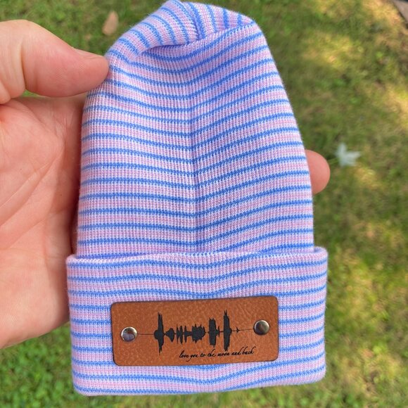 Love You To The Moon And Back Soundwave Newborn Baby Beanie - Premade - Picture 7 of 9